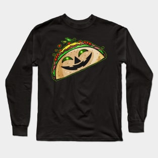 Taco With Jack O Lantern Face Costume Halloween Long Sleeve T-Shirt
